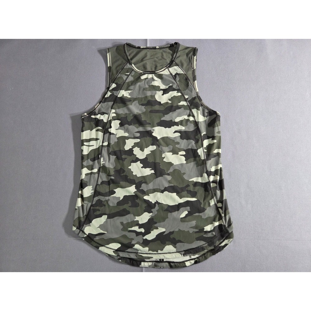 Lululemon Shirt Womens 8 Green Camo Sculpt Tank Vented Flowy Heritage 365 Active